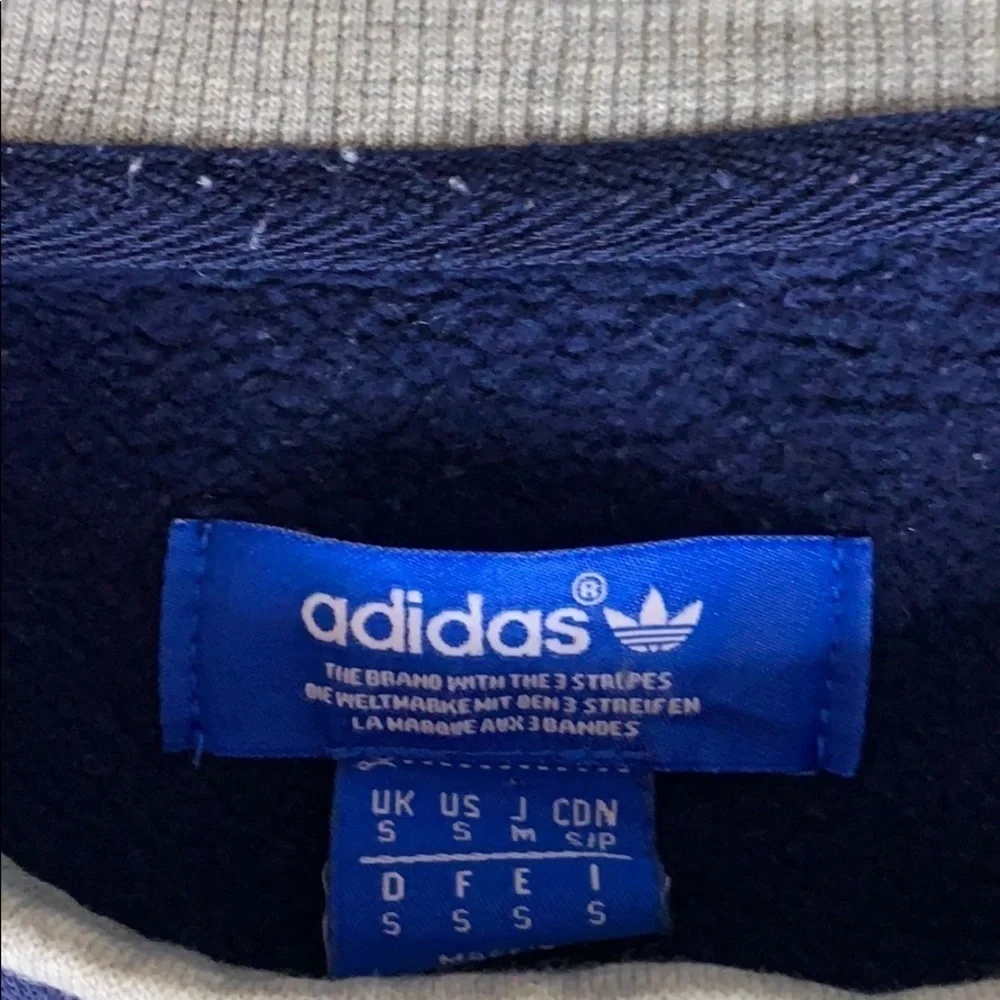 Vintage 90s Adidas Originals Crewneck large logo navy white mens small pullover